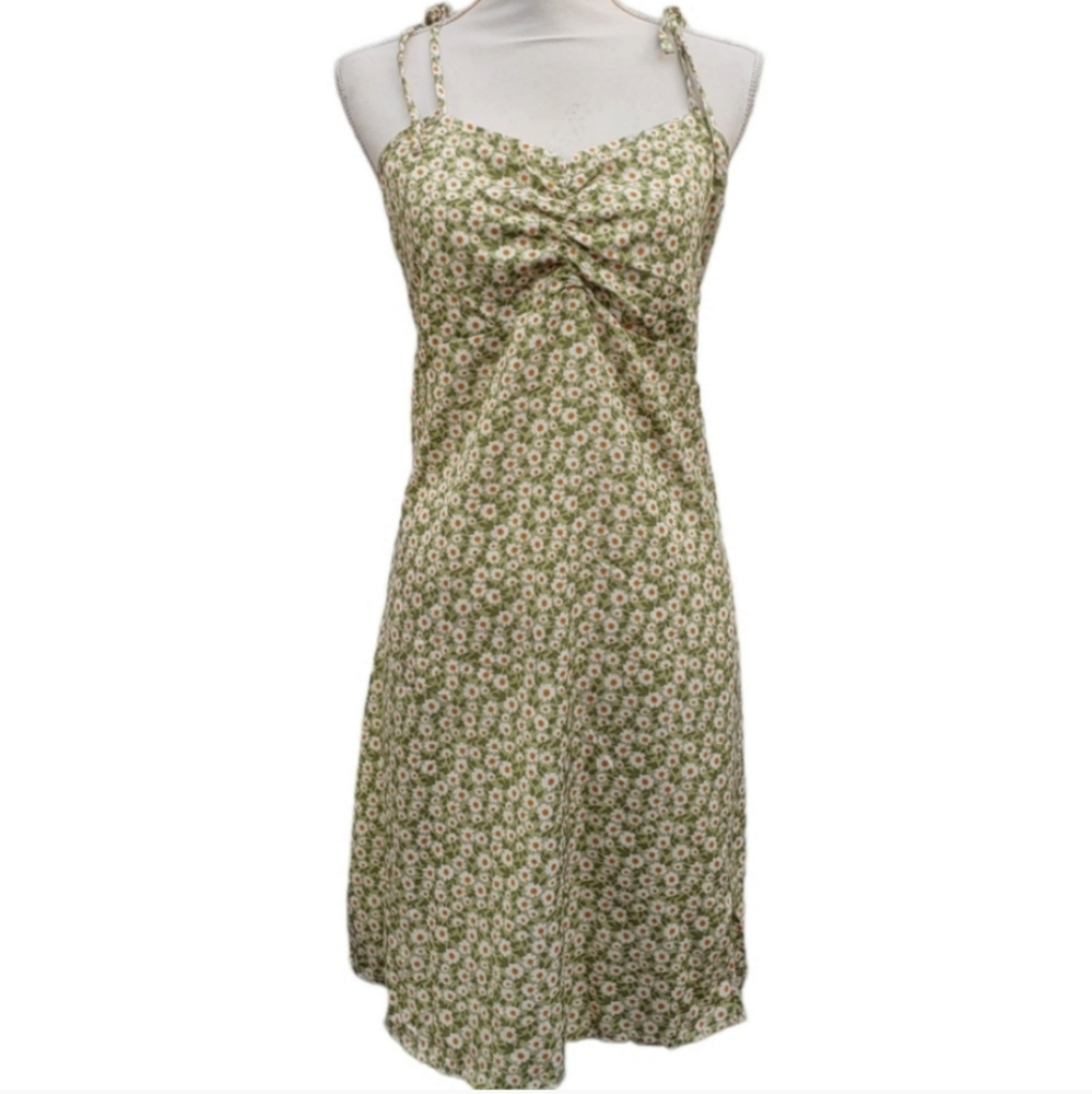 NWOT Perfect Summer Dress #2 Spaghetti Straps Zip Back Daisies Pattern L…
